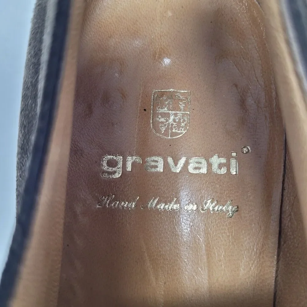 Gravati Shoes Mens 9 Brown Suede Derby Tie Lace Up Italy Classic Dress Casual